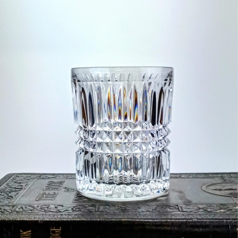 Vintage Fostoria Aspen Double Old Fashioned Glass Cut Crystal Rocks Tumbler